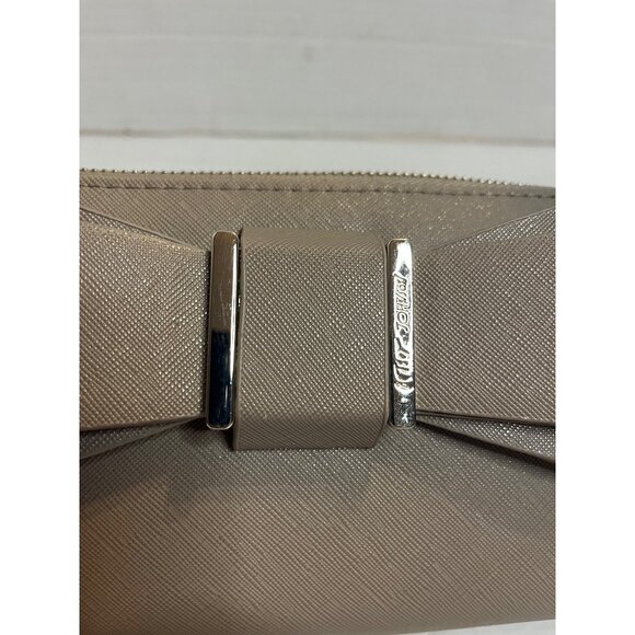 Betsy Johnson Womens Bow Detail Wristlet Wallet gray with pink interior feminine - Picture 7 of 12